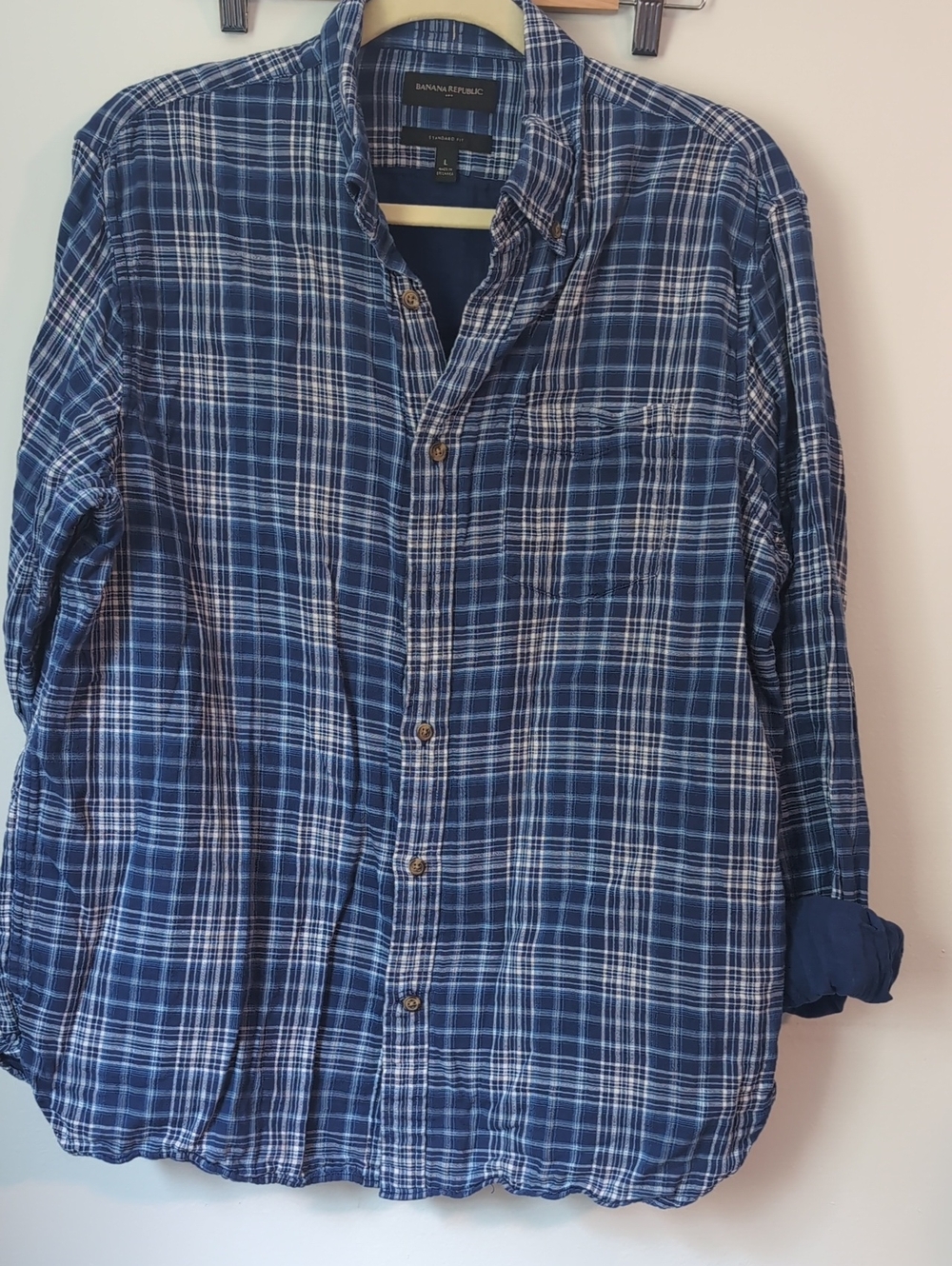 Banana Republic Navy Plaid Shirt